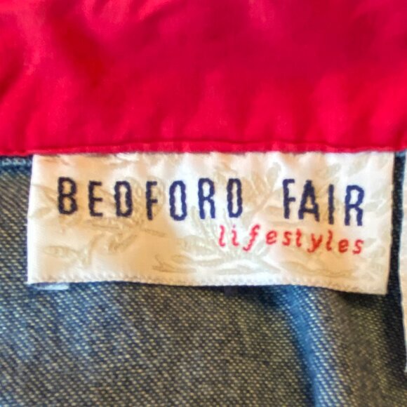 Vintage Denim Patchwork Red Bandana Jean Jacket Western Cowgirl Paisley Rodeo-XL - Picture 13 of 15